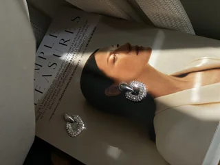 گوشواره مجلسی مربعی نگینی