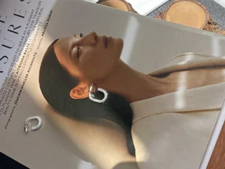 گوشواره ابکاری نقره تراش خورده میخی